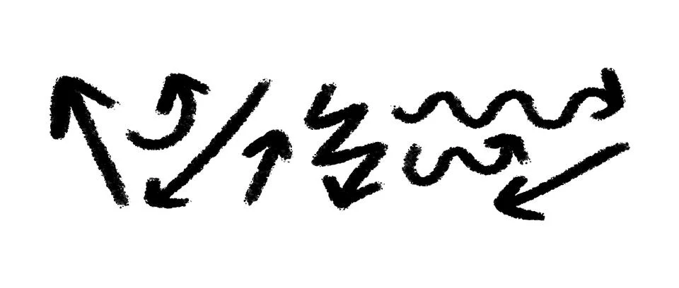 Set of Hand drawn brush vector arrows doodle Stock Illustration