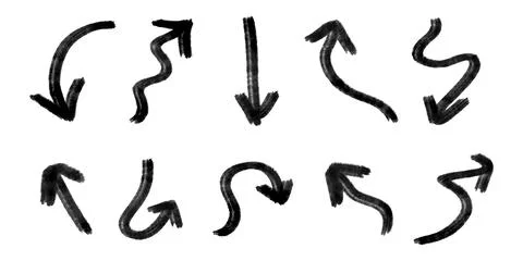 Set of Hand drawn brush vector arrows doodle Stock Illustration