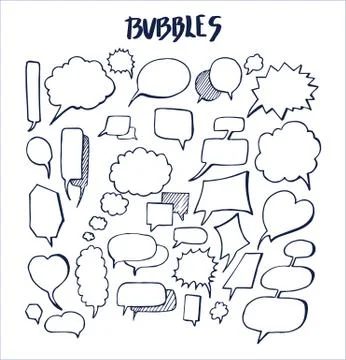 Set of Hand Drawn Bubbles Vector Illustration Ilustración de archivo
