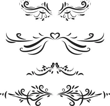 Set of hand drawn calligraphic design elements Stock Illustration