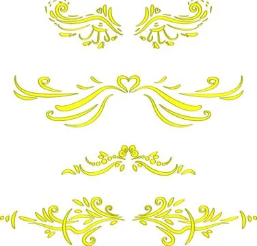 Set of hand drawn calligraphic design elements Stock Illustration