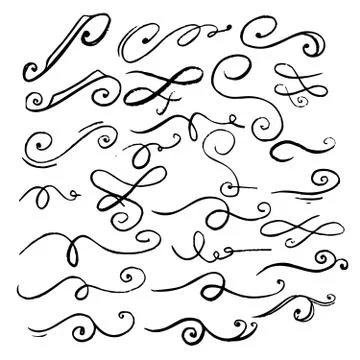 Set of hand drawn calligraphic elements. For poster, card, banner, flyer. Vec 스톡 일러스트