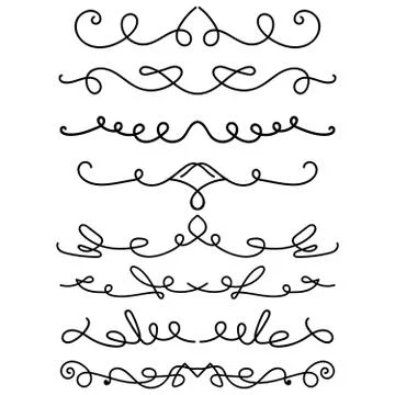 Set of hand drawn calligraphic elements. For poster, card, banner, flyer. Vec Illustrazione stock