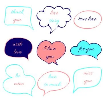 Set of hand drawn calligraphic text with love word. Vector illustration. Lo.. Stock Illustration
