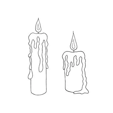 Set of hand drawn candles. Vector illustration. イラスト素材