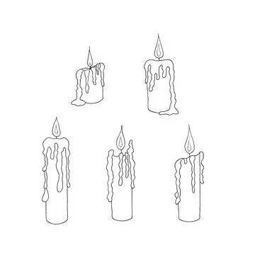 Set of hand drawn candles. Vector illustration. 스톡 일러스트