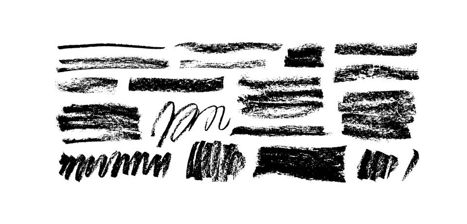 Set of hand drawn charcoal scribble lines. Stock Illustration