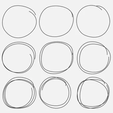Set Of Hand Drawn Circle Elements. Stock Illustration