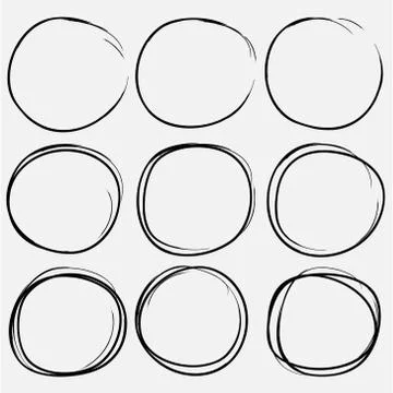 Set Of Hand Drawn Circle Elements. Stock Illustration