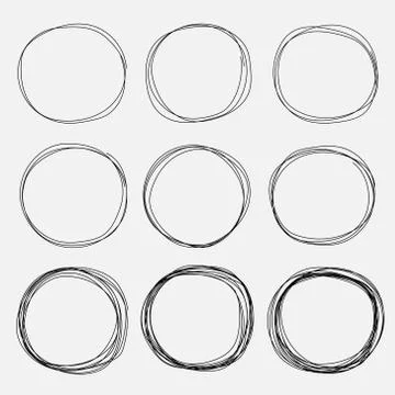 Set Of Hand Drawn Circle Elements. Stock Illustration