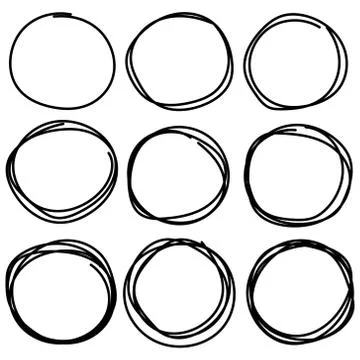 Set Of Hand Drawn Circle Elements, Hand Drawn Sketch. Stock Illustration