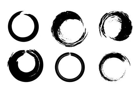 Set of hand-drawn circle ink strokes showcasing Stock Illustration