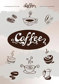 Set of hand drawn coffee cups Stock Illustration