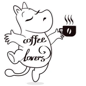 Set of hand drawn coffee theme elements, vector illustration Stock Illustration