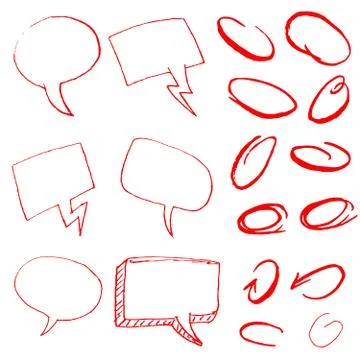 Set of hand drawn comic style speech bubbles. Design elements fo イラスト素材