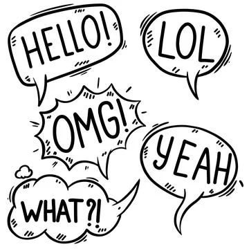 Set of hand drawn comic style speech bubbles. Design element for poster, card Stock-Illustration