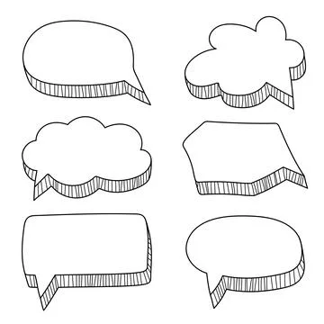 Set of Hand Drawn Comics Style Speech Bubbles Stock Illustration