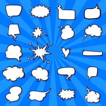 Set of hand drawn comics style speech bubbles. Illustrazione stock