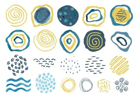 Set of hand drawn creative elements.Abstract shapes and Doodle objects.Modern Stock Illustration