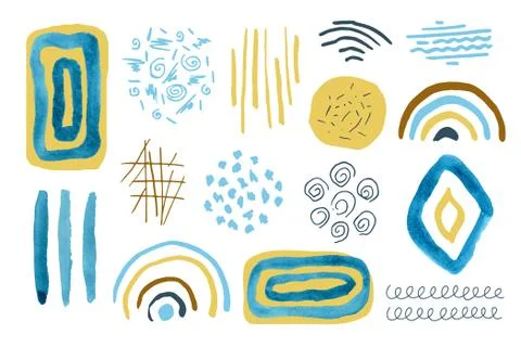 Set of hand drawn creative elements.Abstract shapes and Doodle objects.Modern Illustrazione stock