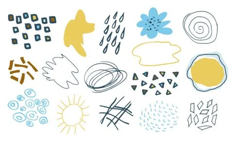 Set of hand drawn creative elements.Abstract shapes and Doodle objects.Modern 스톡 일러스트