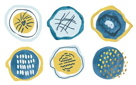 Set of hand drawn creative elements.Abstract shapes and Doodle objects.Modern Stock Illustration