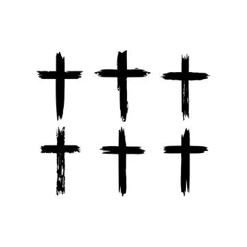 Set of Hand-Drawn Crosses. Vector icon. Stock Illustration