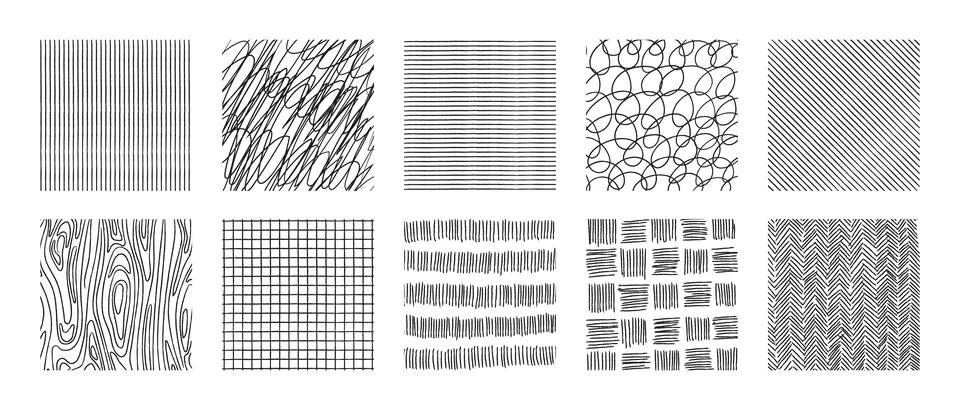 Set of hand drawn crosshatch textures Stock Illustration