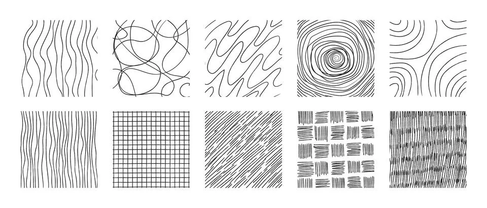 Set of hand drawn crosshatch textures Stock Illustration