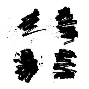 Set of hand drawn design elements. Vector collection of black ink spots. Stock Illustration