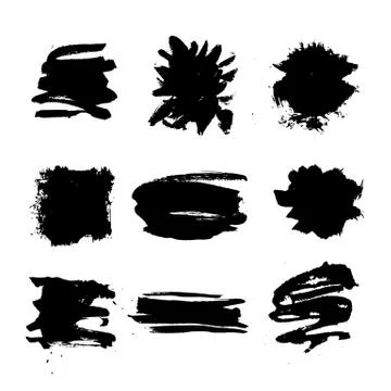 Set of hand drawn design elements. Vector collection of black ink spots. Illustrazione stock