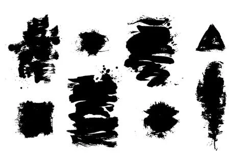 Set of hand drawn design elements. Vector collection of black ink spots. イラスト素材