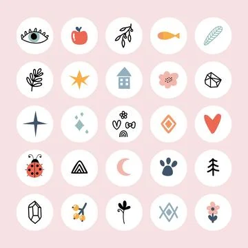 Set of hand drawn design elements. Sticker templates for planners, agenda, .. Stock Illustration