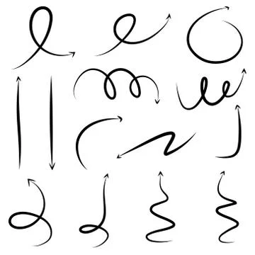Set of hand drawn different arrow. Doodle style vector illustration. Stock Illustration