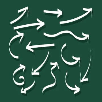 Set Of Hand Drawn Different Arrow. Doodle Style Vector Illustration. Stock Illustration