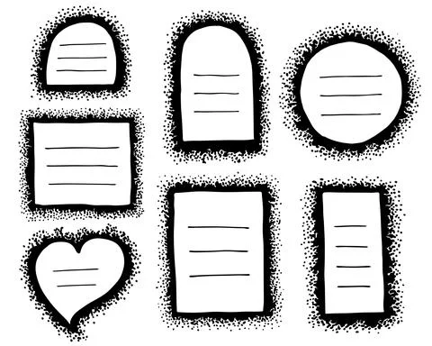 A set of hand-drawn different vector frames made of dots. Stock Illustration