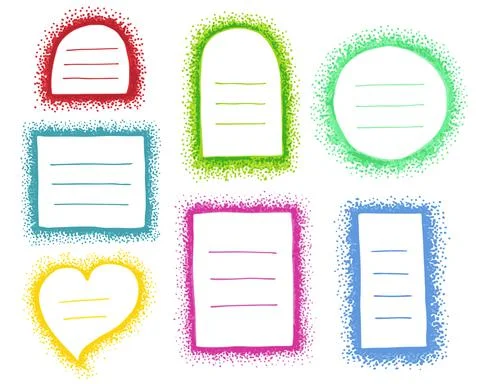 A set of hand-drawn different vector frames made of dots. Stock Illustration