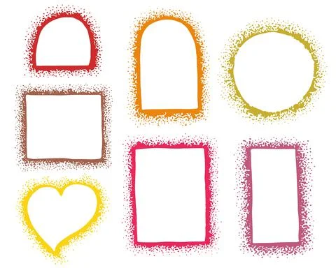 A set of hand-drawn different vector frames made of dots. Stock Illustration