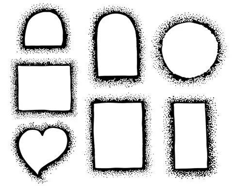 A set of hand-drawn different vector frames made of dots. Stock Illustration