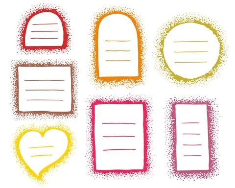 A set of hand-drawn different vector frames made of dots. 스톡 일러스트