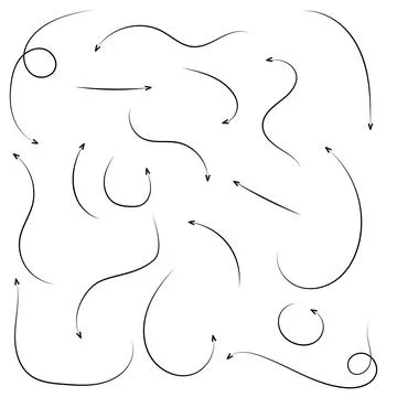 Set of hand drawn doodle arrows in doodle style. Vector illustration isolated Illustrazione stock
