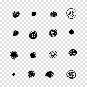 Set of hand drawn doodle circles in a grunge style. Vector illustration for.. Illustrazione stock