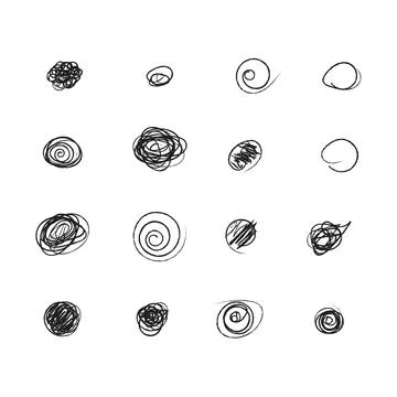 Set of hand drawn doodle circles in a grunge style. Vector illustration for.. Illustrazione stock