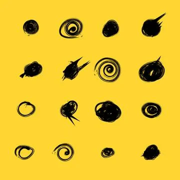 Set of hand drawn doodle circles in a grunge style. Scribble doodle circle an Ilustración de archivo