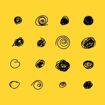 Set of hand drawn doodle circles in a grunge style. Scribble doodle circle .. Stock Illustration