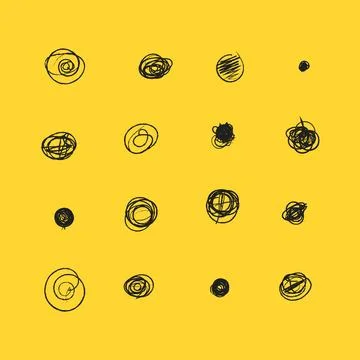 Set of hand drawn doodle circles in a grunge style. Scribble doodle circle an Stock Illustration