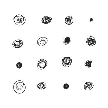 Set of hand drawn doodle circles in a grunge style. Scribble doodle circle .. Stock Illustration