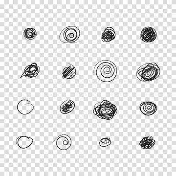Set of hand drawn doodle circles in a grunge style. Scribble doodle circle an Stock Illustration