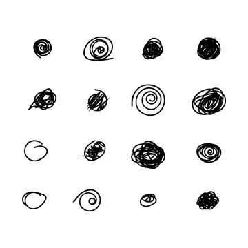 Set of hand drawn doodle circles in a grunge style. Scribble doodle circle .. Stock Illustration
