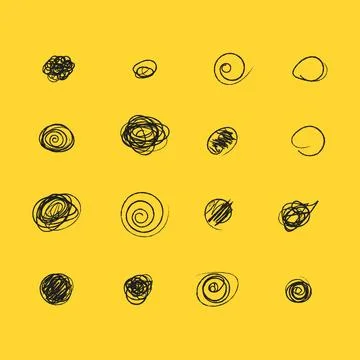 Set of hand drawn doodle circles in a grunge style. Scribble doodle circle an Stock Illustration